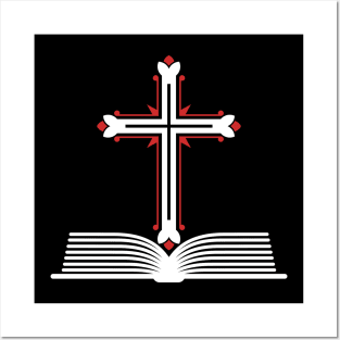 Cross of the Lord Jesus Christ and an open bible. Posters and Art